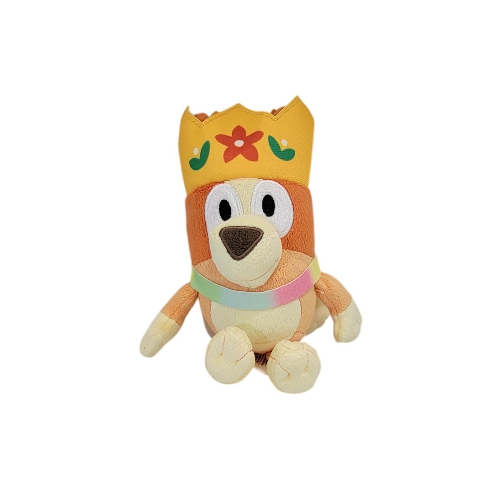 Bluey Bingo King Plush Toy Crown Rainbow Scarf Soft‎ Stuffed Animal